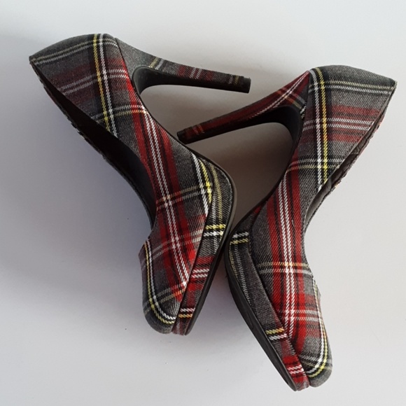 Fioni gray plaid platform heels - Picture 4 of 8